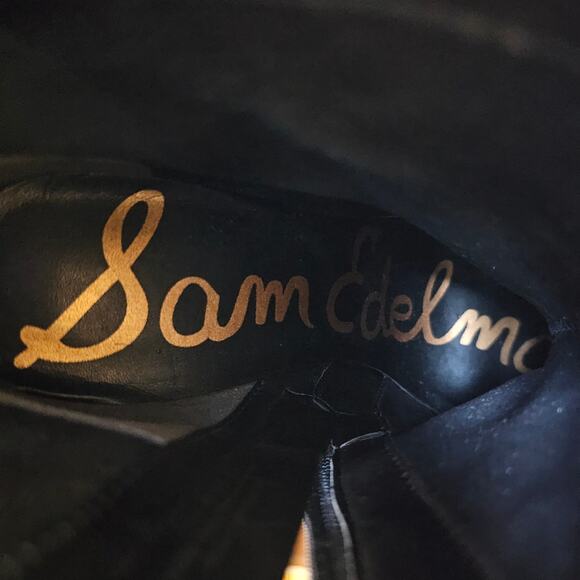 Sam Edelman Blake Black Suede Heels Boots Booties Side Zipper Block Heel 8.5 EUC - Picture 9 of 12